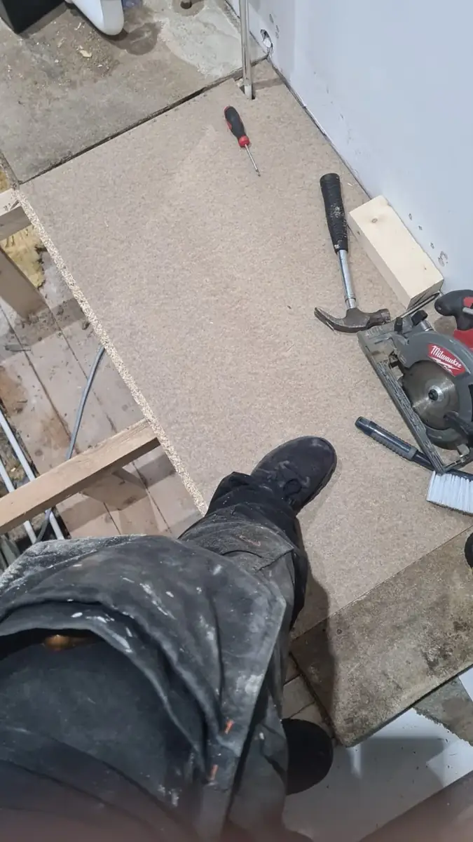 Bathroom floor work in progress