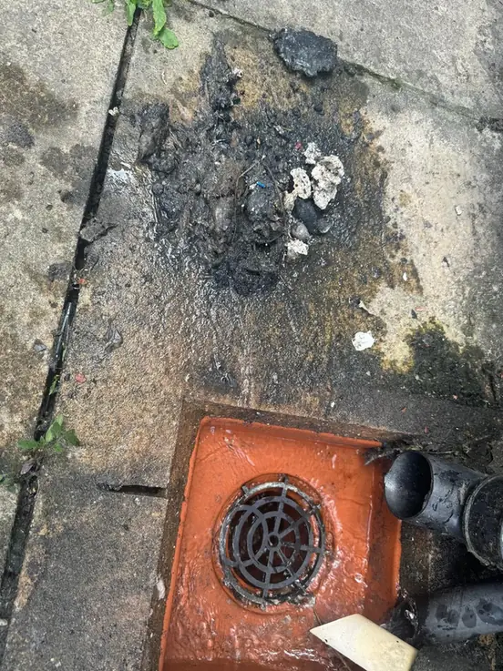 Outside gully with its grate in place