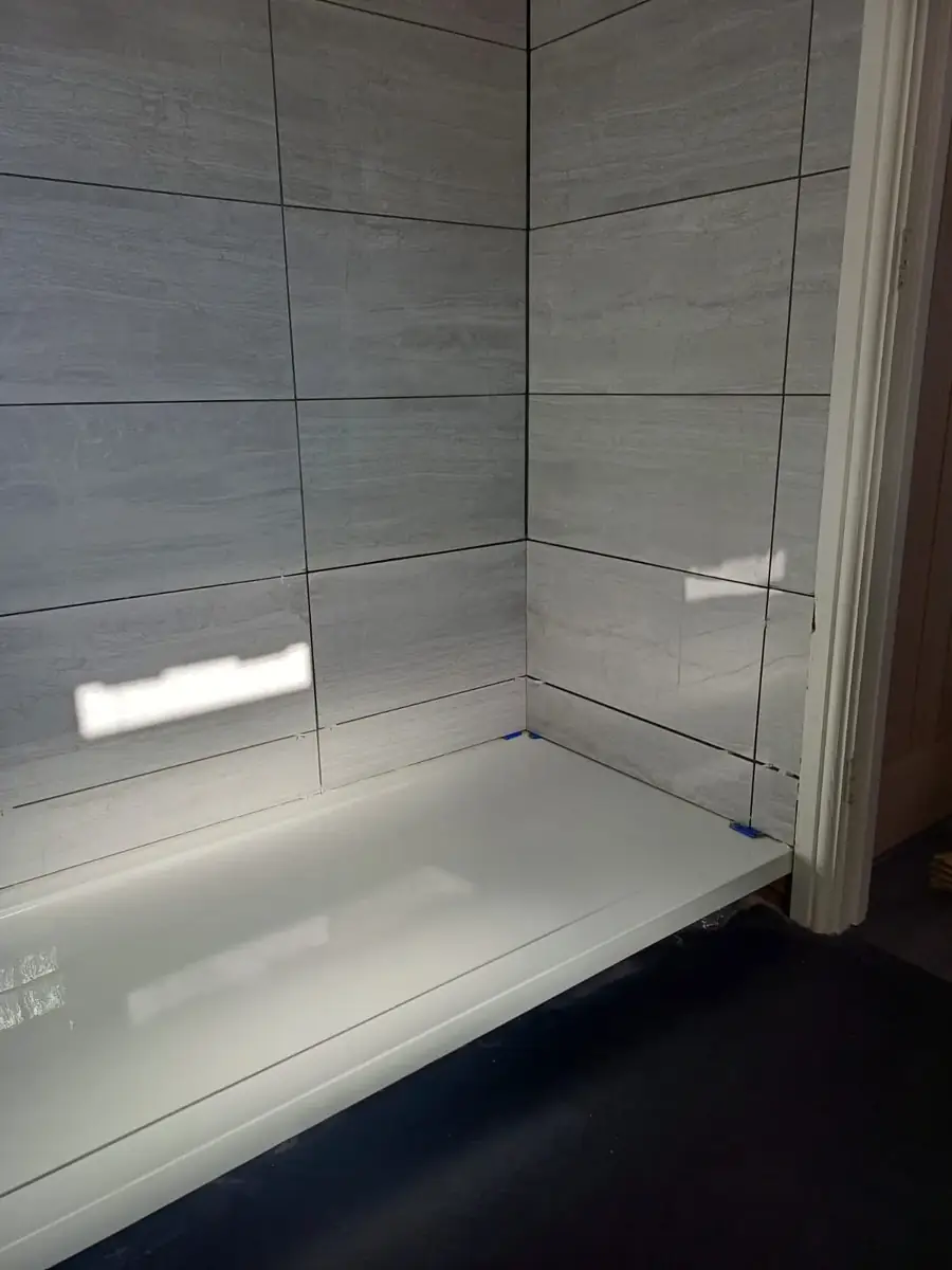 Completed tiled shower and tray